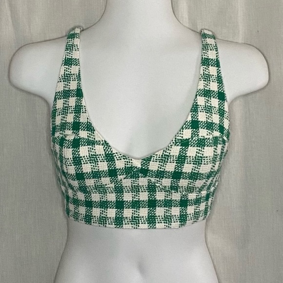 Blogger Favorite- Zara Crop Top Green Gingham Size Small NWT - Picture 3 of 6